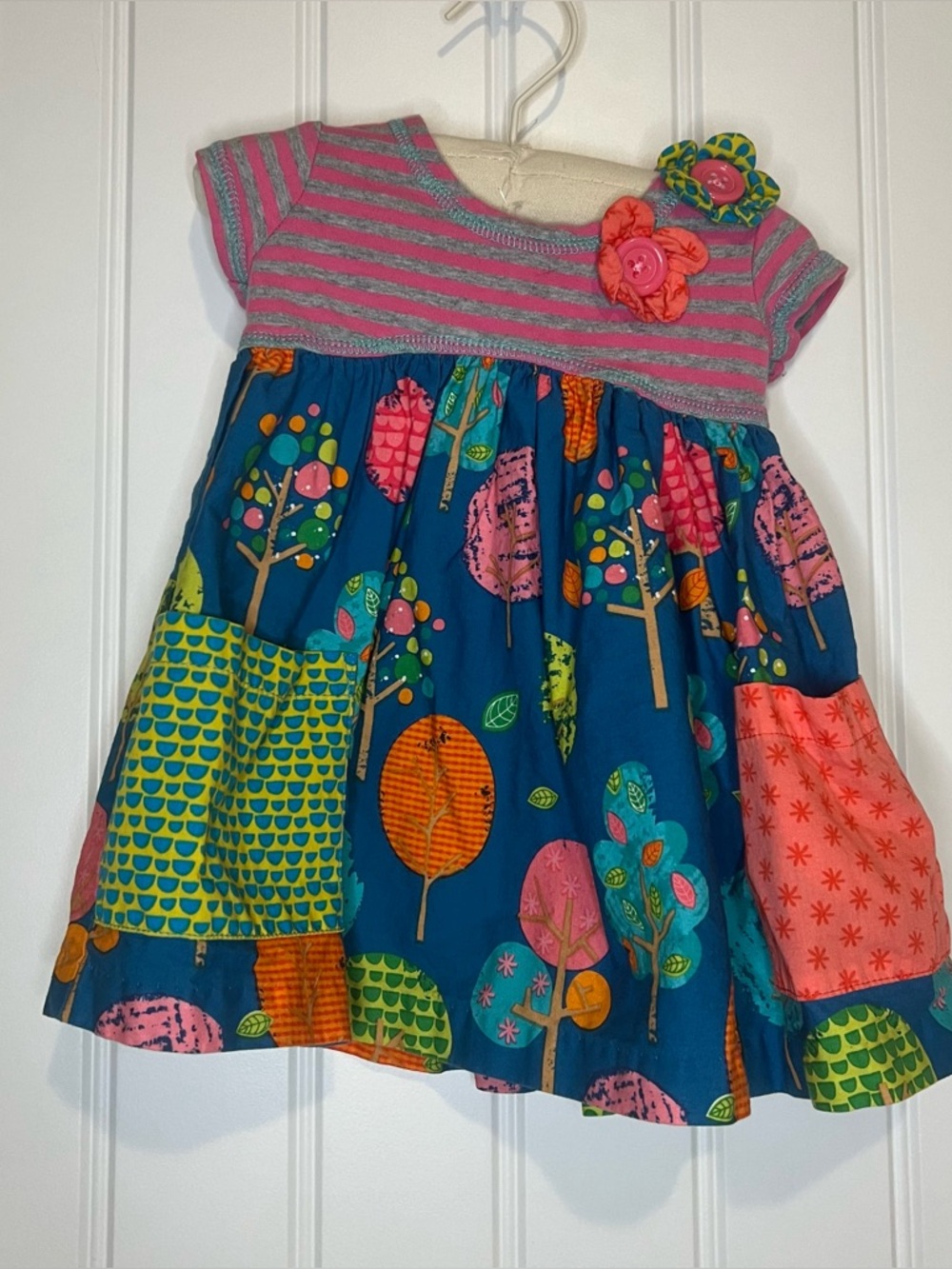 Dress with Pink & Blue Trees